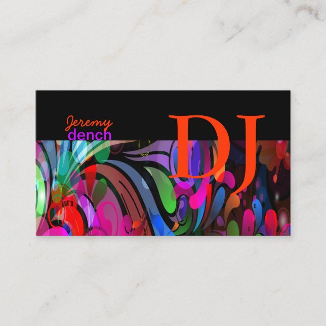 PixDezines Retro DJ+Disco Wirbel/DIY.. Visitenkarte (Vorderseite)