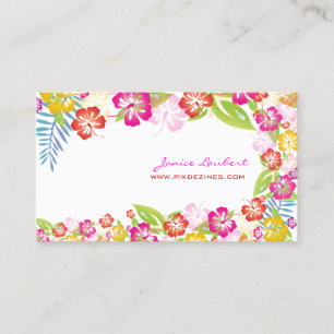 PixDezines retro fett tropische Blumen/Goldbestand Visitenkarte