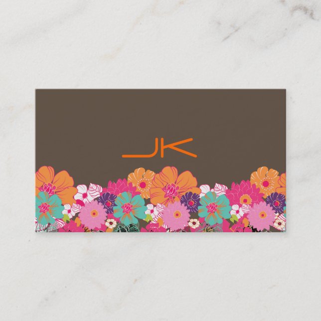 PixDezines Retro Floral ~ Alegre/Deue Hintergrund Visitenkarte (Vorderseite)