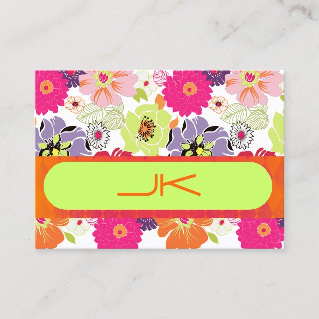 PixDezines Retro Floral ~ Alegre Visitenkarte (Vorderseite)