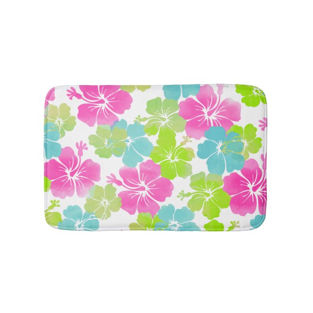 PixDezines Retro-Hibiskus Badematte (Vorderseite)