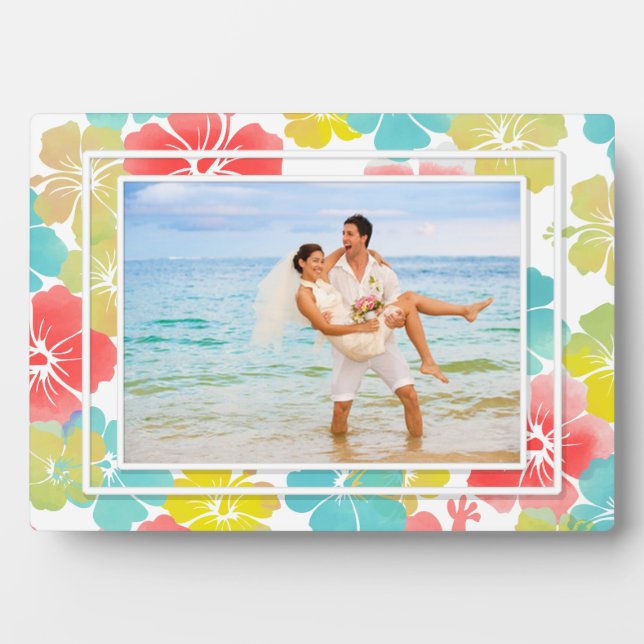 PixDezines Retro-Hibiskus Fotoplatte (Vorderseite)