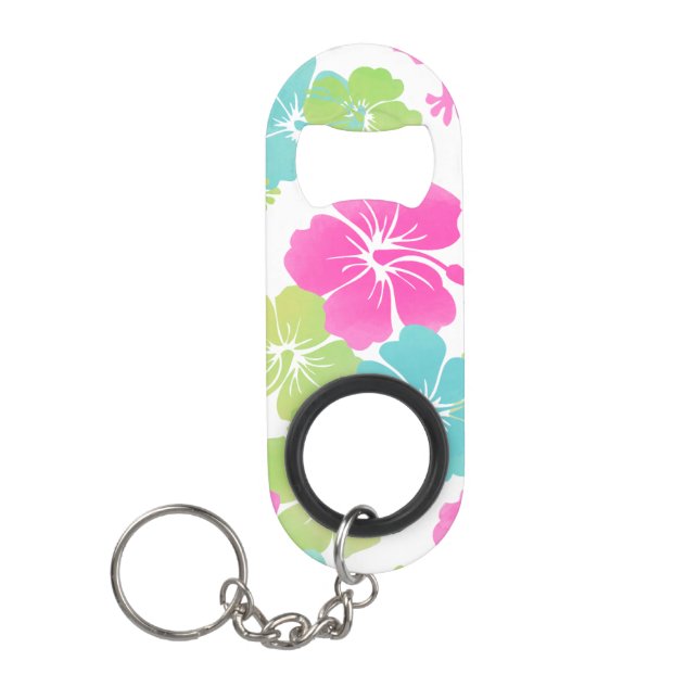 PixDezines Retro-Hibiskus Mini Flaschenöffner (Vorderseite)