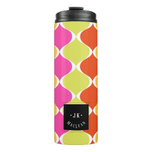 PixDezines Retro Mod Ogee, grün rosa Orange Thermosbecher