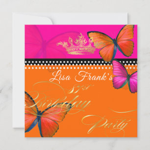 PixDezines Retro Papillon 81. Geburtstagsparty Einladung