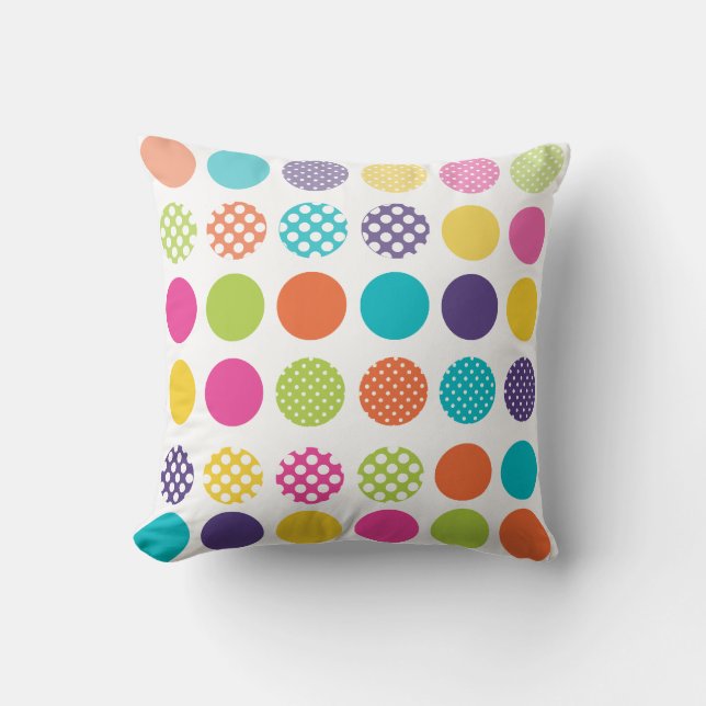 PixDezines Retro-Polka-Punkte/dunkle Hintergrundfa Kissen (Vorderseite)
