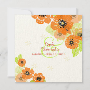 PixDezines Rétro Poppies Invitations De Mariage