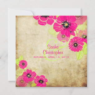 PixDezines Rétro Poppies Invitations De Mariage