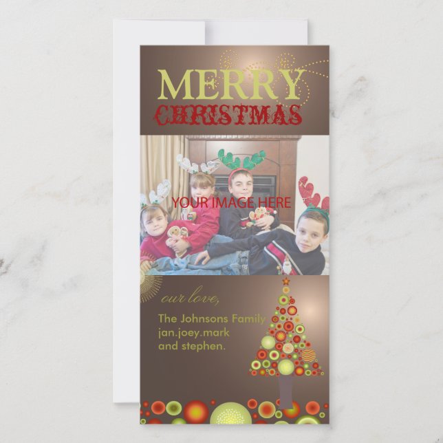 PixDezines Retro Weihnachtsbaum Feiertagskarte (Vorderseite)