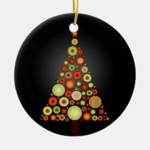 PixDezines Retro Weihnachtsbaum Keramik Ornament