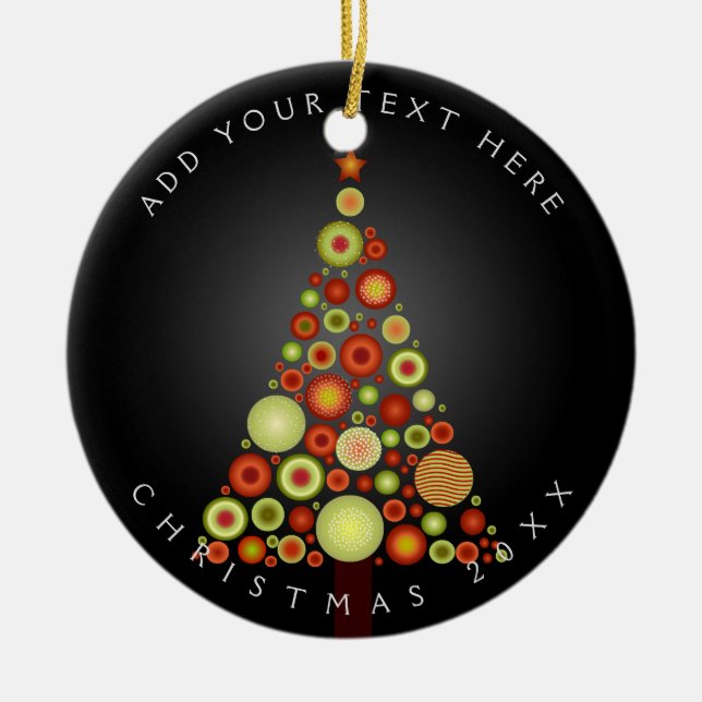 PixDezines Retro Weihnachtsbaum Keramikornament (Vorne)