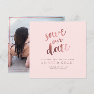 PixDezines Rett Date/Imitats Rose Gold/Rosa Marmor Einladung