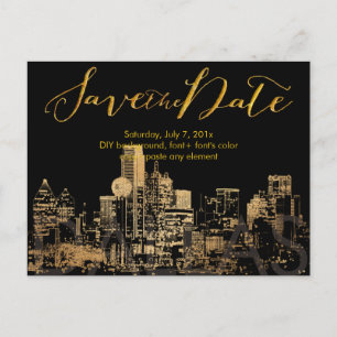PixDezines/Rett Datum/Imitate Gold/Dallas Skyline Ankündigungspostkarte