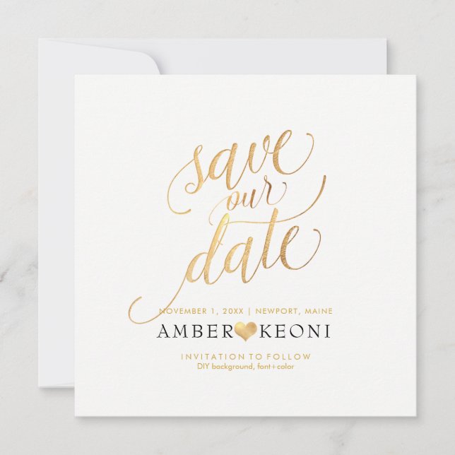 PixDezines Rett Datum/Imitate Gold/DIY Hintergrund Save The Date (Vorderseite)