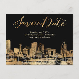 PixDezines/Rett Datum/Imitate Gold/Pittsburgh Skyl Ankündigungspostkarte