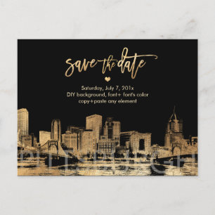 PixDezines/Rett Datum/Imitate Gold/Pittsburgh Skyl Ankündigungspostkarte
