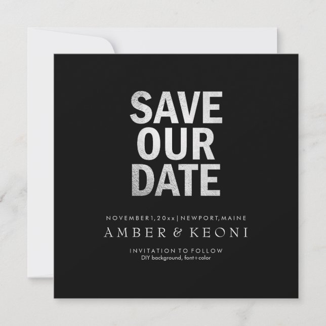 PixDezines Rett Datum/Imitate Silver/DIY Hintergru Save The Date (Vorderseite)