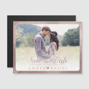 PixDezines Rette unsere Date/Imitats Rose Gold Magneteinladung