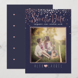 PixDezines Rettete Datum/Imitate Rose Gold Confett Einladung