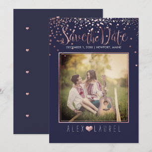 PixDezines Rettete Datum/Imitate Rose Gold Confett Einladung