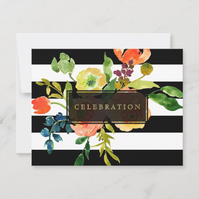 PixDezines-Rezept Mitzvah/DIYstripes/floral Einladung (Vorderseite)