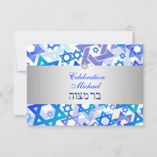 PixDezines Rezeption Bar Mitzwa/blau/silber Einladung