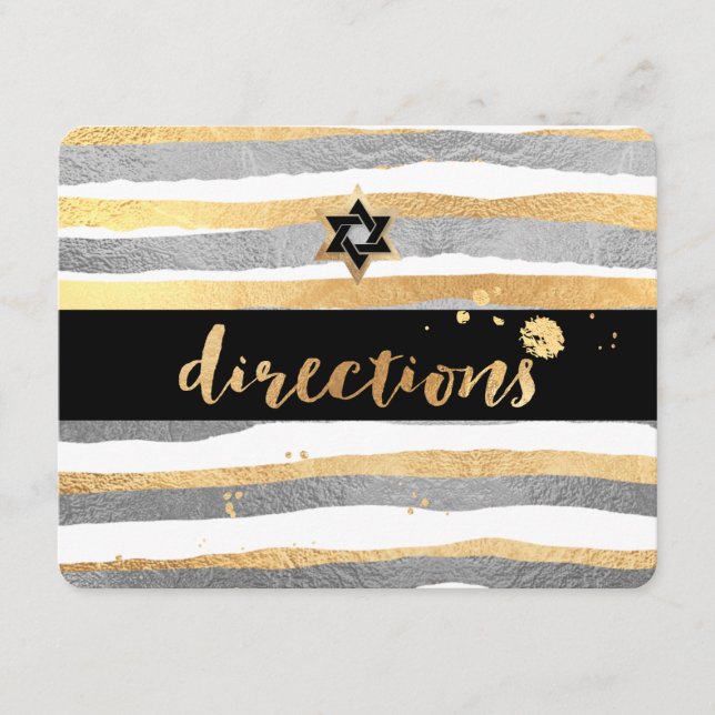 PixDezines Richtung/silber/gold/Streifen/mitzvah Begleitkarte (Vorderseite)