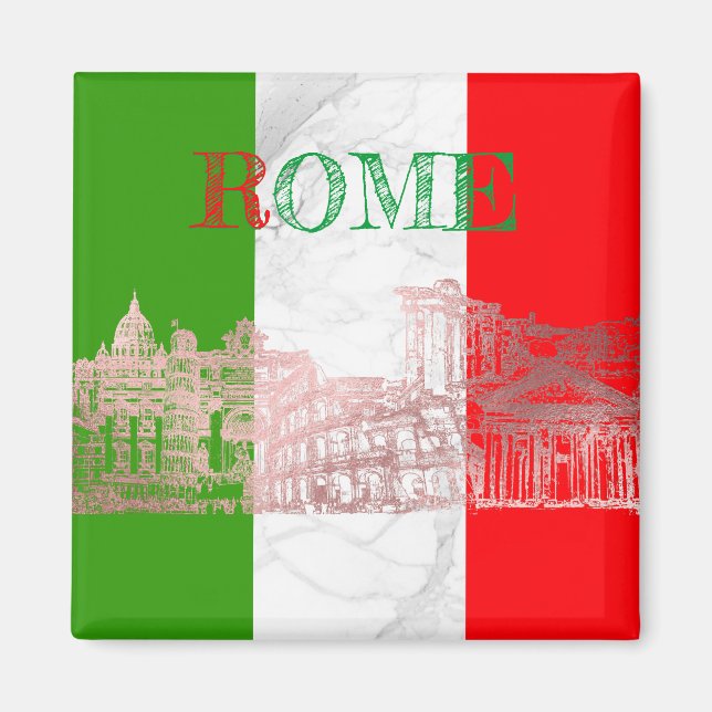PixDezines Rom, Roma (DIY) Imitate Rose Gold+Marmo Magnet (Vorne)
