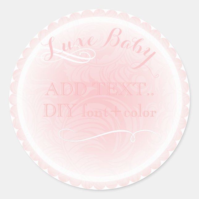 PixDezines rosa Doillie mit Rollen Runder Aufkleber (Vorderseite)