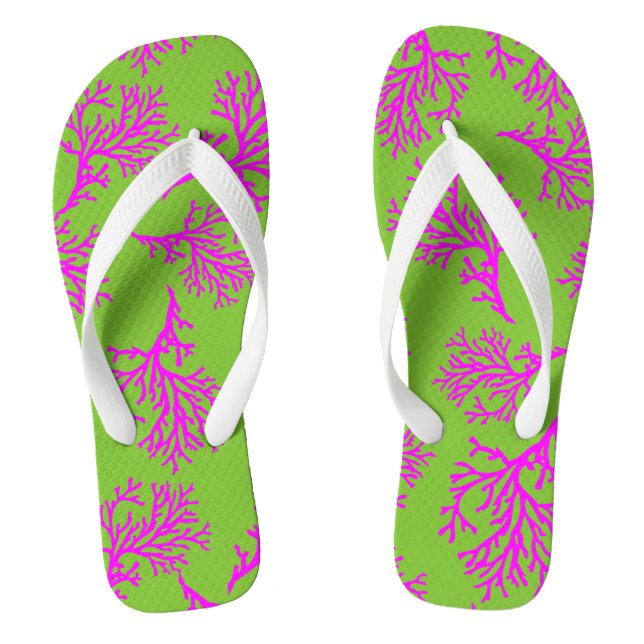 PixDezines rosa Korallen/Farbtöne Flip Flops (Fußbett)