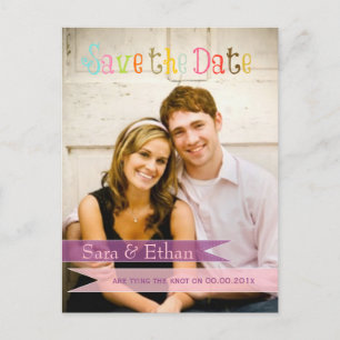 PixDezines rosa+lila Ankündigungspostkarte