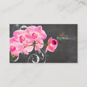 PixDezines rosa Muai-Orchideen, Floristen/Kreideta Visitenkarte