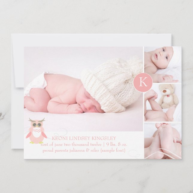 PixDezines Rosa Uhu/Gaue Akzent Farbe Ankündigung (Vorderseite)