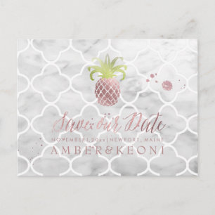 PixDezines Rose Gold/Ananas/Rett unseres Datums Ankündigungspostkarte