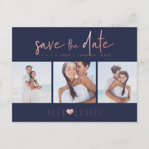 PixDezines Rose Gold Chic Skript Save the Date Postkarte