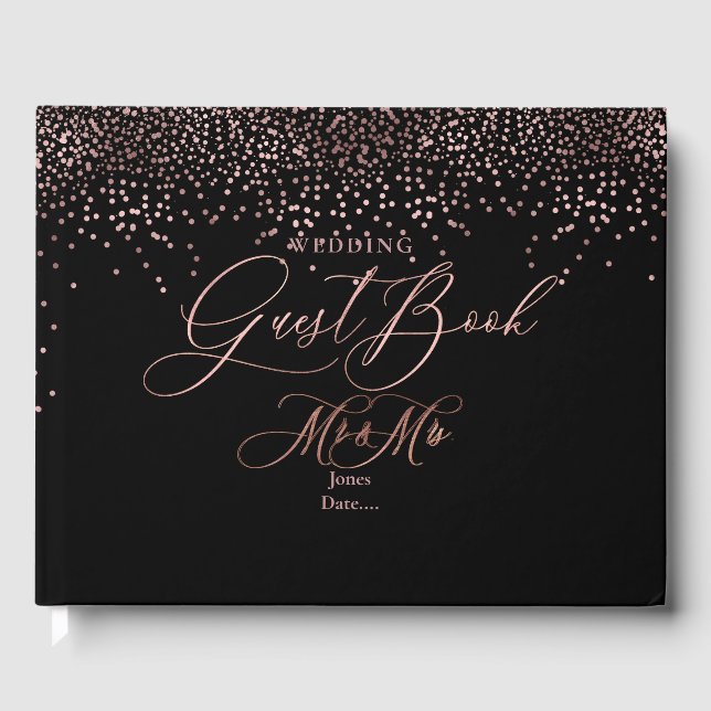 PixDezines ROSE GOLD CONFETTI+DIY HINTERGRUND Gästebuch (Vorderseite)