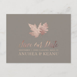 PixDezines Rose Gold Fall Foliage/Gerettet Datum Ankündigungspostkarte
