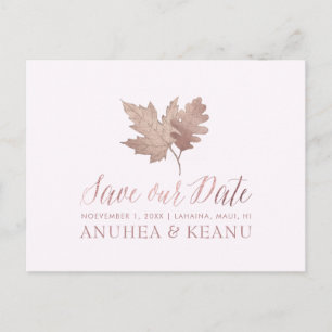 PixDezines Rose Gold Fall Foliage/Rett Ankündigungspostkarte