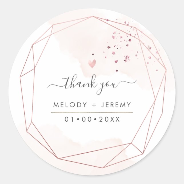 PixDezines Rose Gold Gem Stone Facet Runder Aufkleber (Vorderseite)