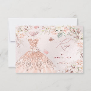 PixDezines Rose Gold Glitzer Gown Sweet 16 UAWG Einladung