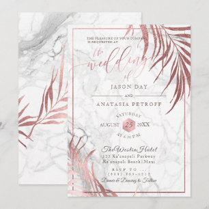 PixDezines Rose Gold Palm Fronds+Honeycomb Einladung