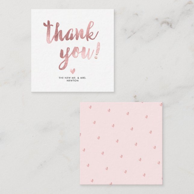 PixDezines Rose Gold Pinselschrift Vielen Dank Mitteilungskarte (Vorne/Hinten)