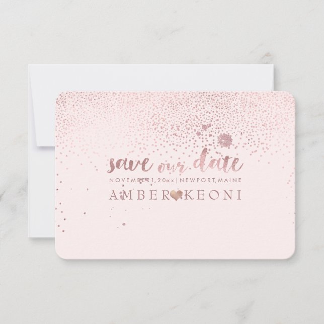 PixDezines-Rose Gold/Rett-Datum/DIY-Farbe Save The Date (Vorderseite)