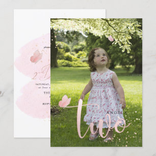 PixDezines Rose Gold Rosa Schmetterlinge Aquarell Einladung