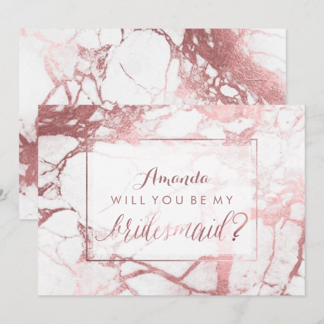 PixDezines Rose Gold werden Sie meine Bridesmaid s Einladung (Vorne/Hinten)
