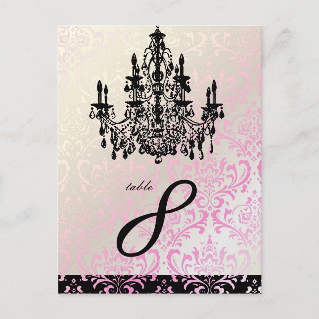 PixDezines Rossi Damask+Khandelier Tischkarten Postkarte (Vorderseite)