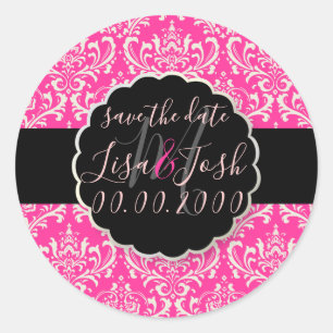 PixDezines Rossi Damask, Monogramm DIY Farbe Runder Aufkleber