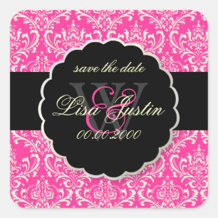 PixDezines Rossi Damask/Rosa Quadratischer Aufkleber