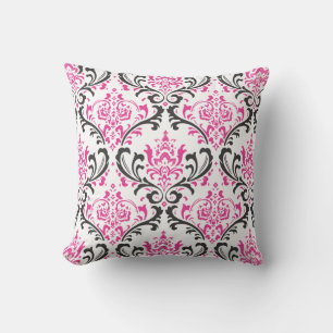 PixDezines rossi Damask/rosa+schwarz Kissen