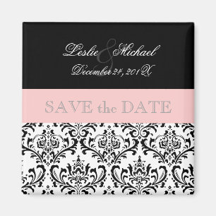 PixDezines Rossi Damask, Schwarz+Weiß Magnet